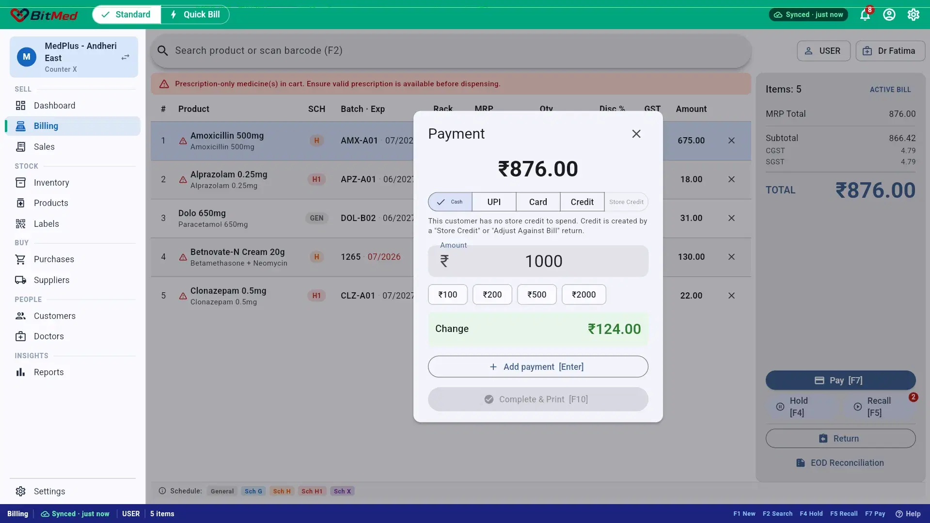Payment panel