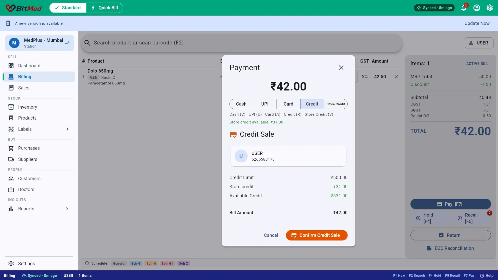 Credit sale