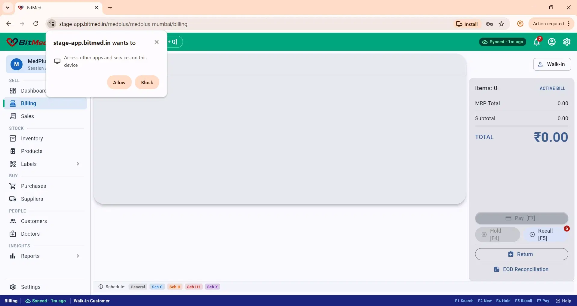 Allow permission pop-up