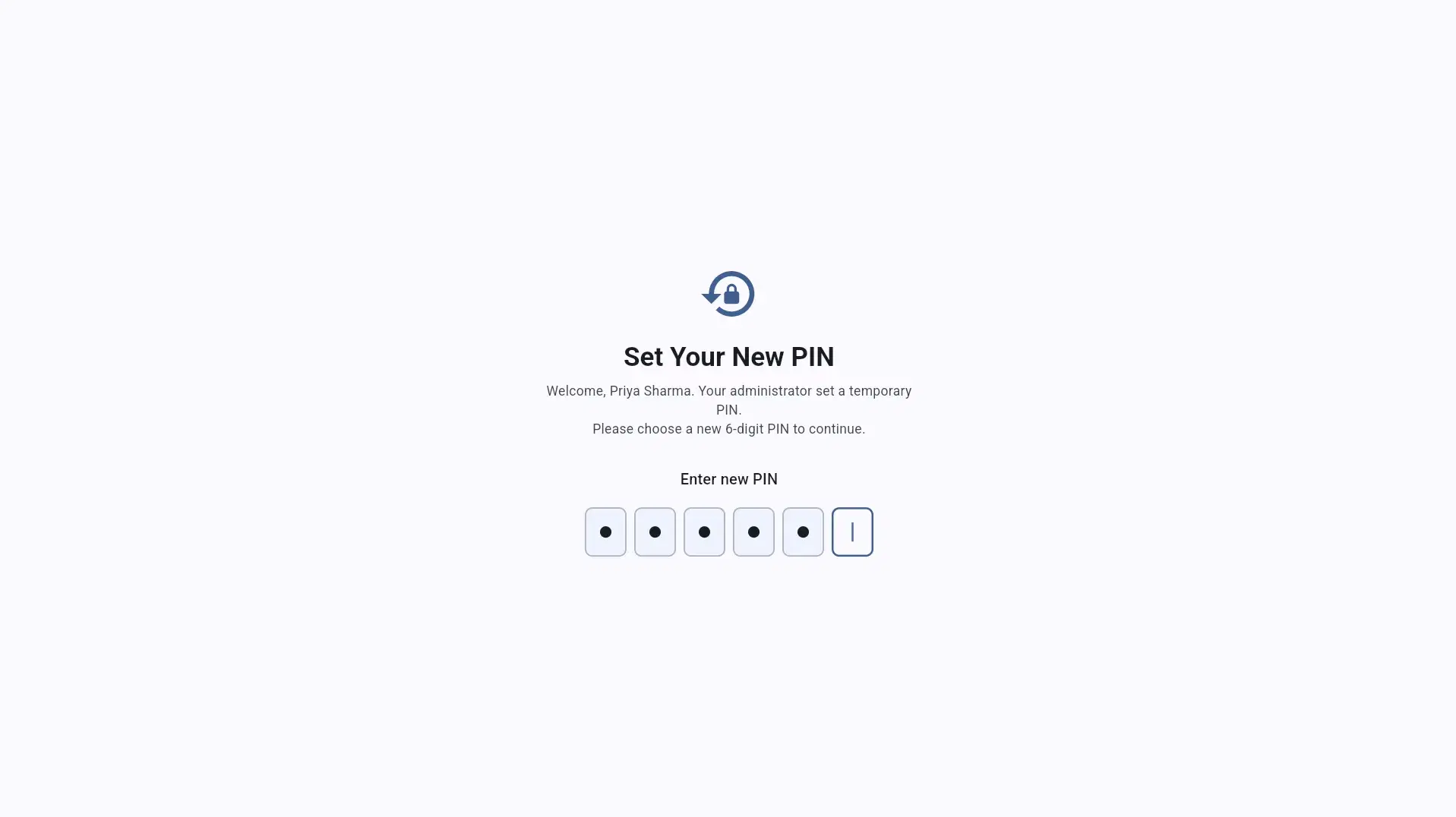 Change PIN screen