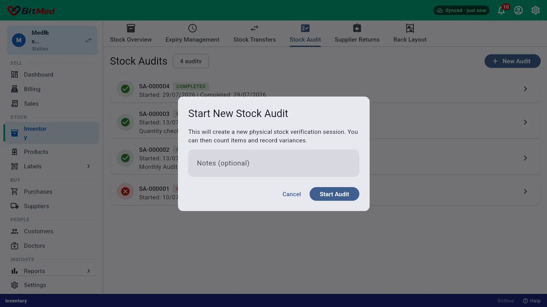 Starting a new audit