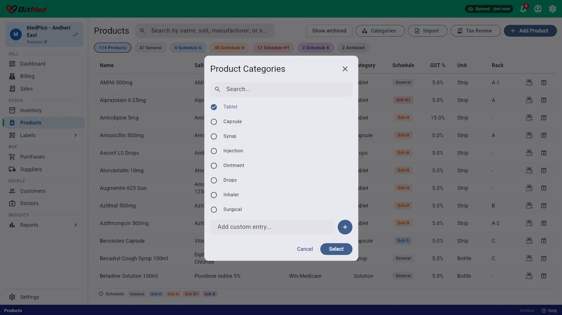 Category on product