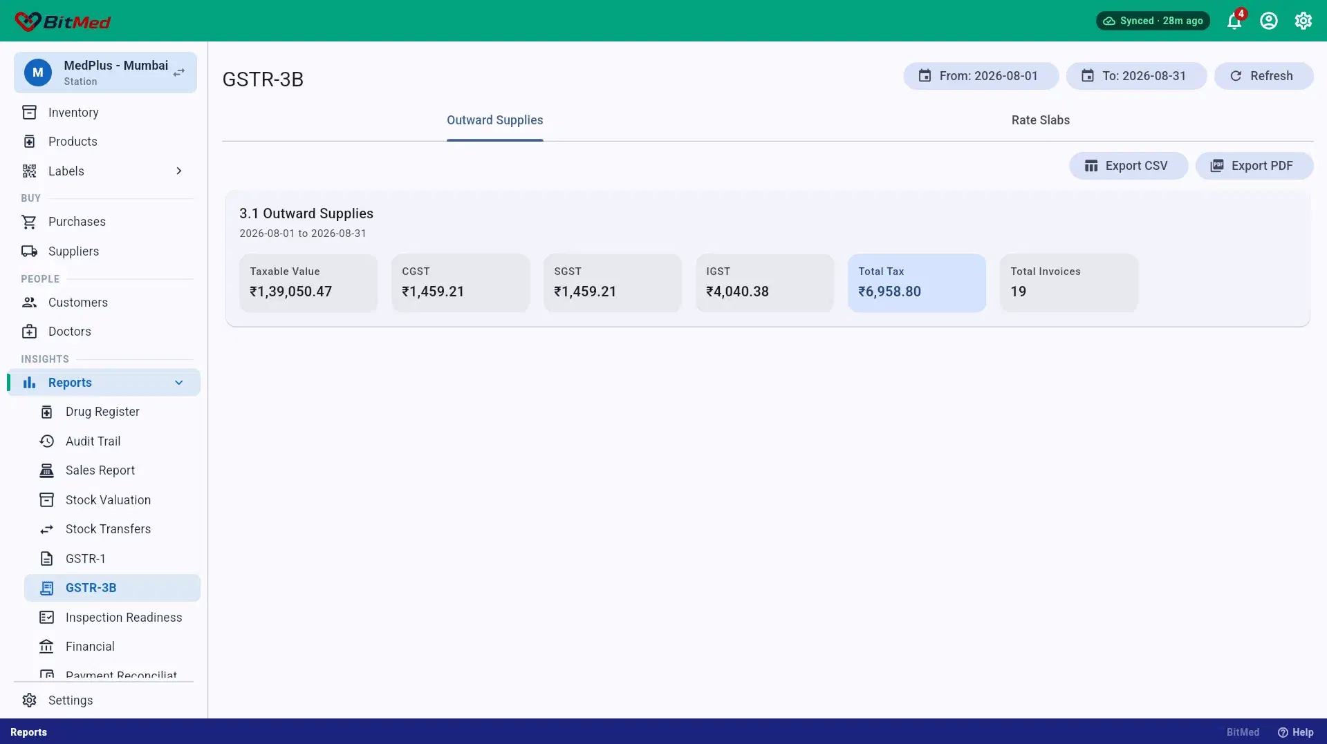 GSTR-3B summary