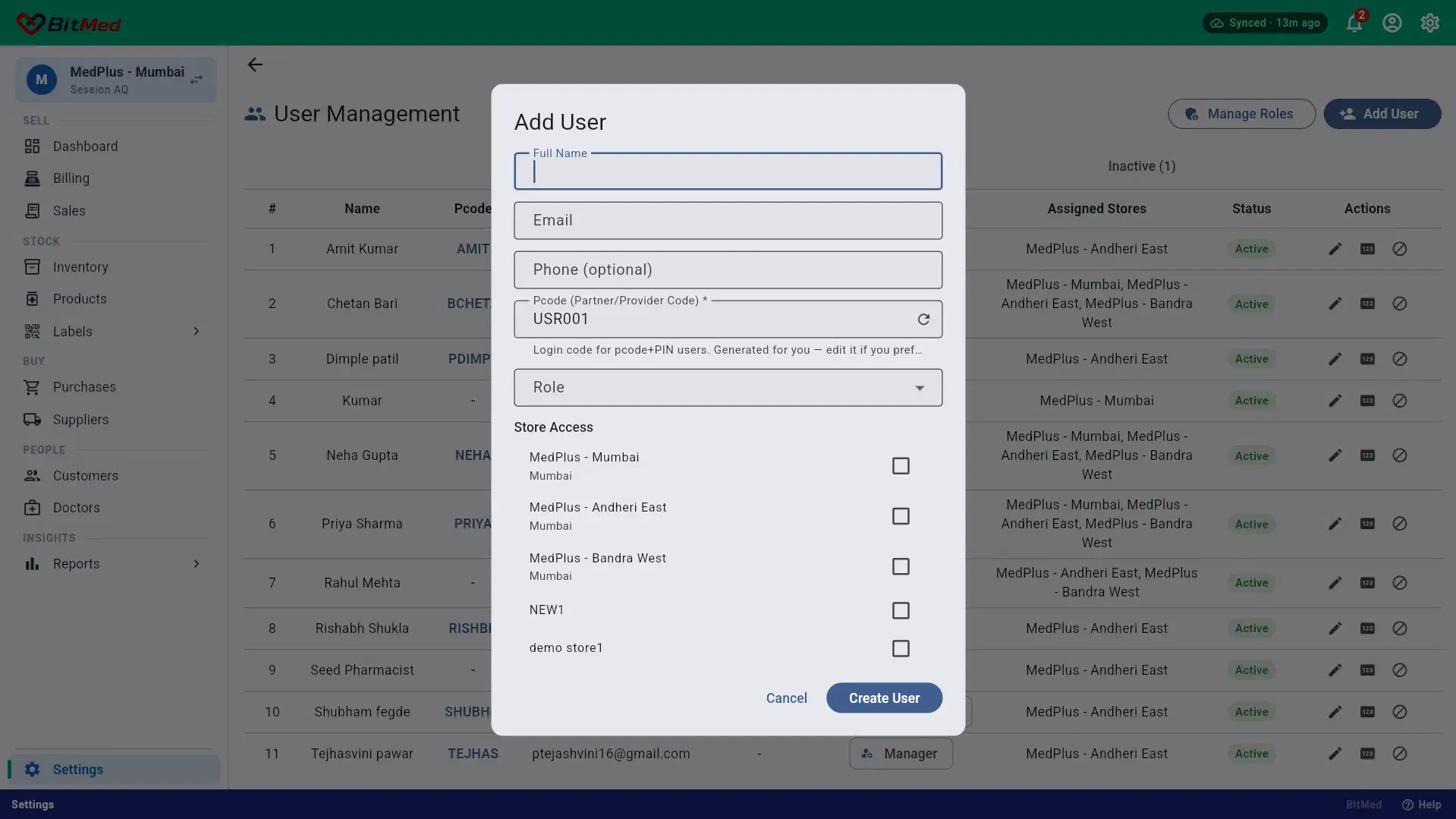 Add User dialog