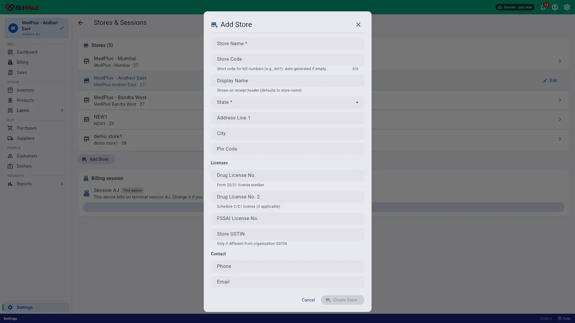 Add New Store Form